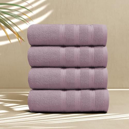Hearth & Harbor Luxury Hand Towels - 100% Ring Spun Cotton Hand Towels for Bathroom, Shower, Spa, Soft & Absorbent Towels, 4 Piece Set, Dusty Purple