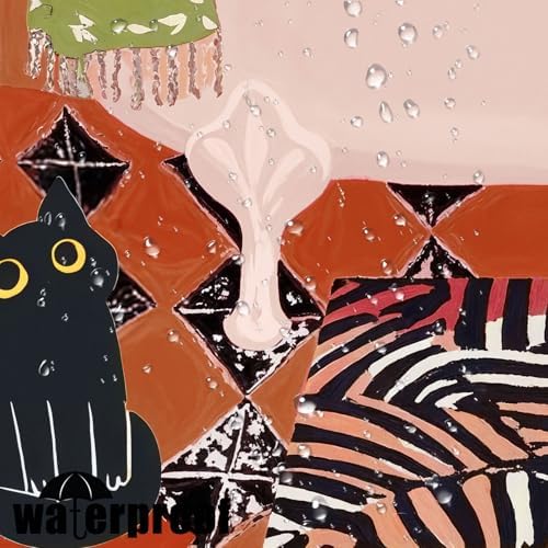Funny Cat Shower Curtain Boho Cute Fun Black Cats Matisse Shower Curtains for Bathroom Kitten Green Tropical Plant Leaves Beige Brown Red Waterproof Fabric Bath Curtain Decor 72 X 84 Inches