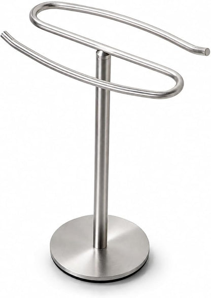 Brushed Nickel Hand Towel Holder Stand,13 Inch Tall Free-Standing Towel Rack, SUS304 Stainless Steel Towel Bar Rack Stand, Tower Bar for Bathroom Kitchen Vanity Countertop…