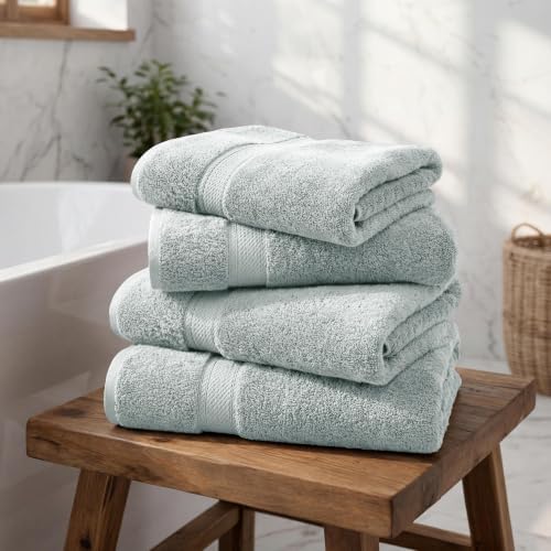 Superior Egyptian Cotton Plush & Absorbent, Bath Towel Set of 4, Sea Foam