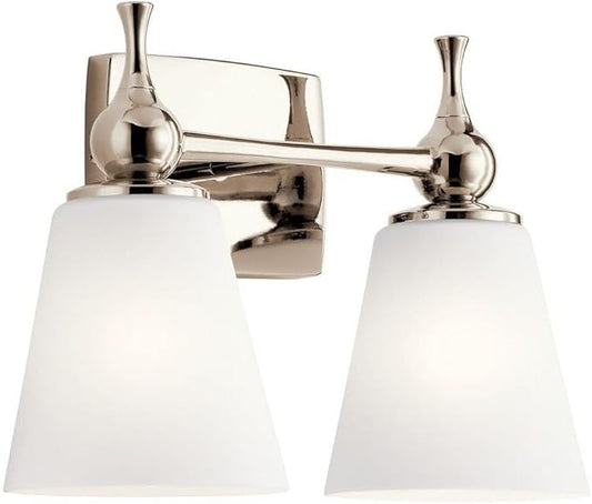 Kichler Cosabella 15 Inch 2 Light Vanity Light with Satin Etched Case Opal in Polished Nickel