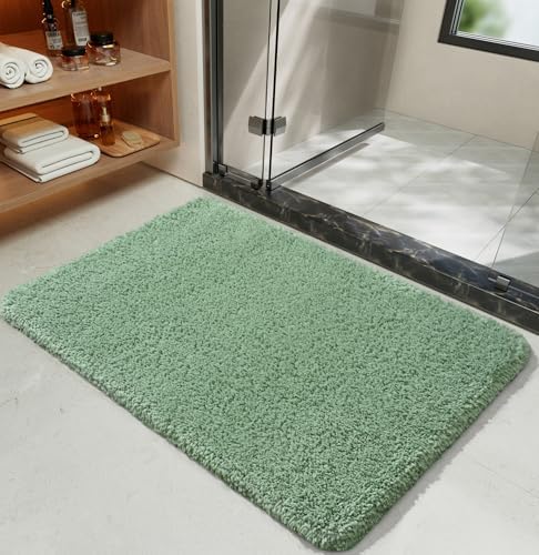 LOCHAS Bathroom Rugs 36x24 Inch, Microfiber Bath Rug Non Slip, Sage Green