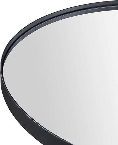 Matte Black Oval Recessed Bathroom Medicine Cabinet with Mirror Stainless Steel Metal Framed Oblong Pill Shaped Bathroom Cabinet with Mirror 16x33''