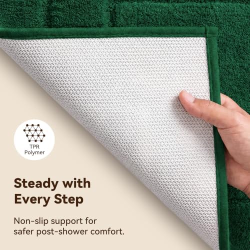 GRANNY SAYS Green Bathroom Rug 20" x 32", Non-Slip Microfiber Bath Mat