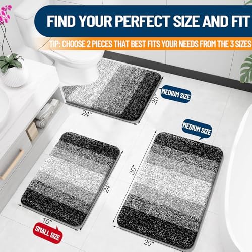OLANLY Micorfiber Bathroom Rug Set 2 Piece, 30"x20"+24"x16"
