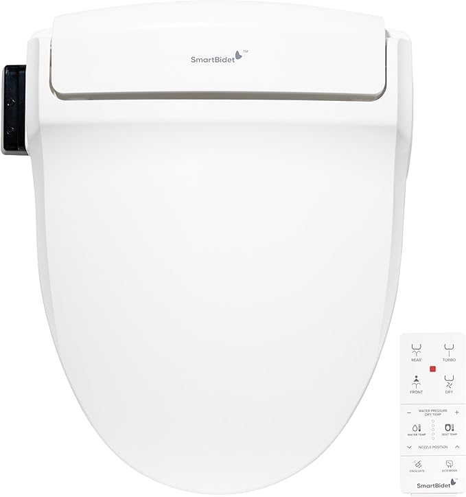 SmartBidet® SB-1000 Smart Bidet Electric Bidet Toilet Seat with Heated Seat, Warm Water, Air Dryer – Remote Control, Round