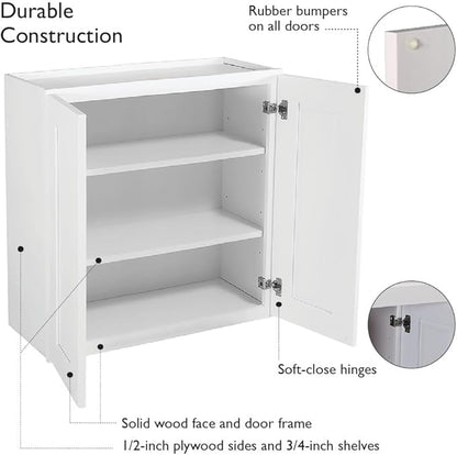 Design House Brookings Shaker Unassembled Wall Kitchen Cabinet W1524, 15 W x 12 D x 24 H, Painted White with Sherwin Williams®, Solid Wood – Design House, 561548