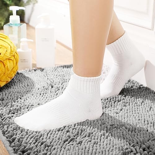 Drydiet 6 Pcs Chenille Bathroom Rugs Non Slip Bath Mats Set, Grey