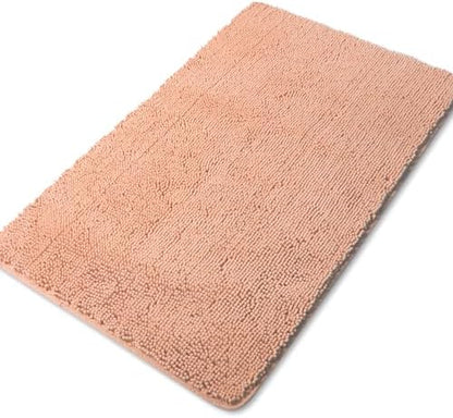 Yeaban Chenille Dusty Pink Bathroom Rug 30"x50",Non-Slip Rubber Backing