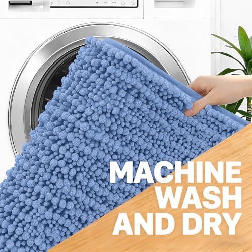 OLANLY Bathroom Runner Rugs 47x24, Thick Soft Absorbent Chenille Bath Rugs