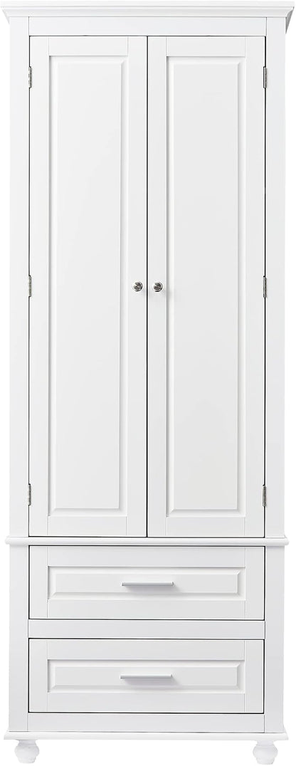 Merax 62.5" Pantry Cabinet with Two Doors & Two Drawers, Adjustable Shelves Storage Cupboard for Kitchen/Dining Room/Bathroom, White