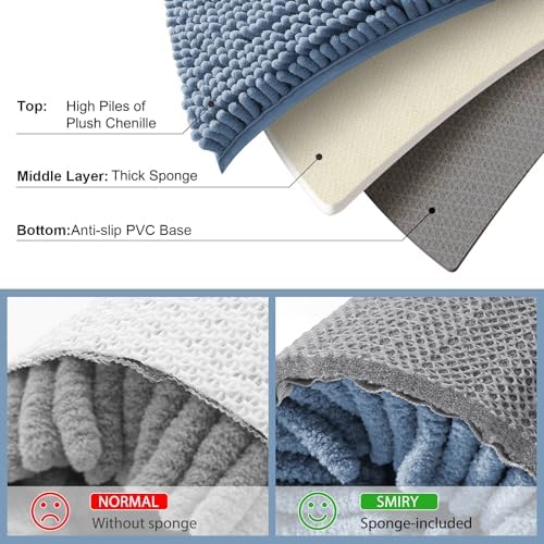 Smiry Bathroom Rugs 24X16, Luxury Chenille Extra Soft Absorbent Bath Mat