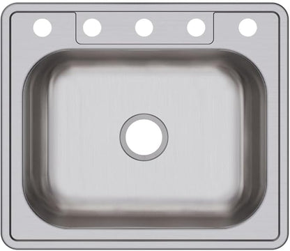 Elkay D125215 22 Gauge Stainless Steel Single Bowl Top Mount Kitchen Sink, 25 x 21.25 x 6.5"