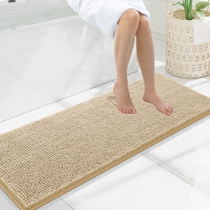 Smiry Bathroom Rugs 47X17, Luxury Chenille Extra Soft Absorbent Bath Mat