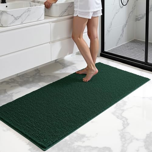 SUBRTEX Bathroom Rugs, 24" x 55" Chenille Bath Rug Soft Short Plush Bath Mat Soft Shower Mat Water Absorbent Shower Mat Quick Dry Machine Washable, Celadon
