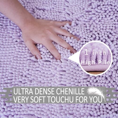Bathroom Rugs Sets 3 Piece Non Slip,Bath Rugs with PVC Backing Bath Carpet,Bathroom Rug Washable,Absorbent,Plush Carpet Mats,Bath Mats for Bedroom, Kitchen,Tub,Home Decor (Lavender)