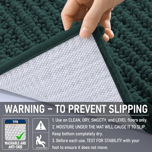 OLANLY Large Bathroom Rugs 70x46, Thick Soft Absorbent Chenille Bath Rugs