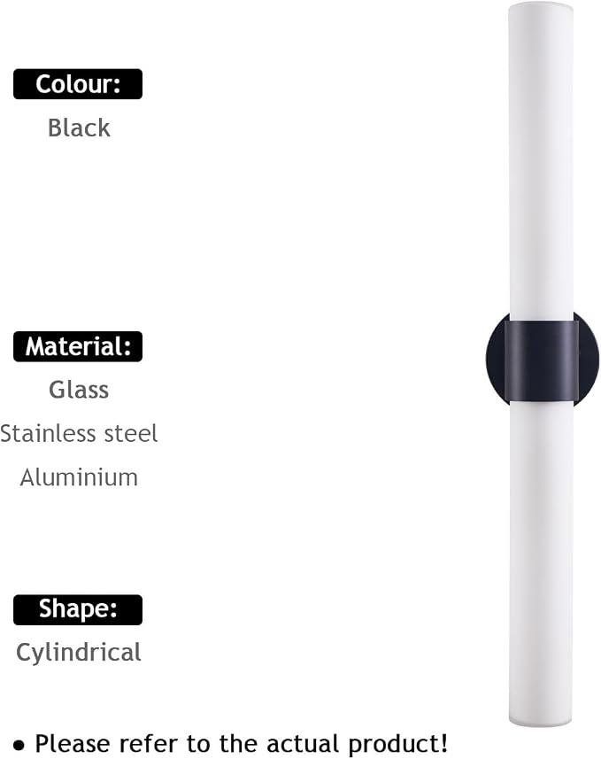 29" Modern Wall Sconce with Frosted Glass Shades, for Bathroom Mirror Bedroom Living Room Hallway, Black Finish