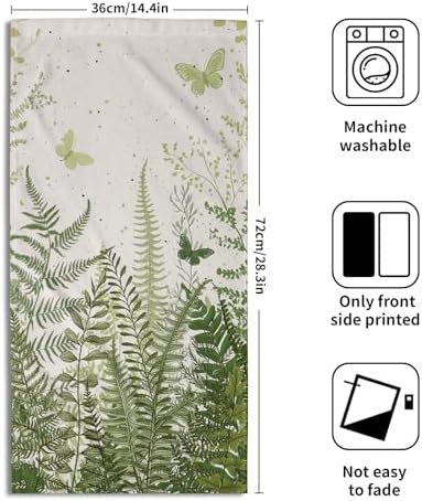 Fern Leaf Hand Towels Set of 2, 14x28 Inch Summer Botanical Greenery Leaves Tropical Decor Absorbent Soft Dish Cloth for Home Kitchen Bathroom Seasonal Decoration