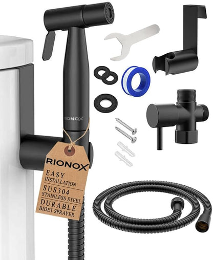 Handheld Bidet Sprayer Kit - Adjustable Water Pressure Jet for Toilet, Bidet for Toilet, Easy Installation, Quality Stainless Steel, Durable Internals, Leakproof Design (Matte Black)