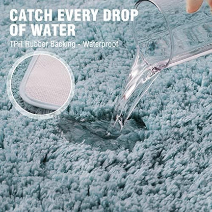 TECHMILLY Super Soft Shaggy Bathroom Rugs, Absorbent Thick Non Slip Microfiber Bath Rugs, Quick Dry Machine Washable Bath Mat for Bathroom Floor, Bathtub and Shower 20"x32"
