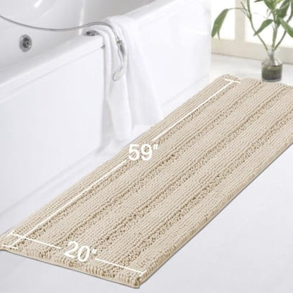Turquoize Bathroom Runner Rug 20"x59", Soft Absorbent Chenille Bath Rug