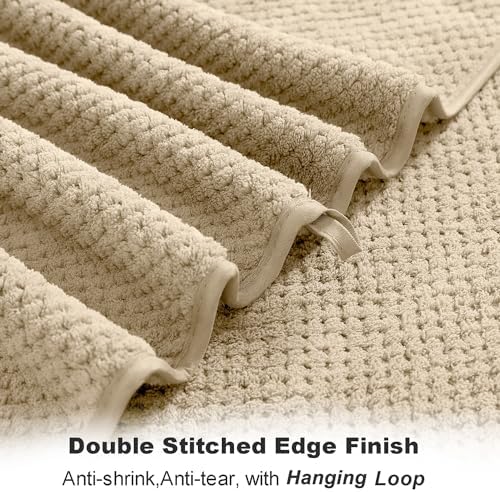 8-Piece Bath Towel Set, 2 Extra Large Bath Towel Sheets, 2 Hand Towels and 4 Washcloths - Highly Absorbent Quick Dry Microfiber,Ultra Soft Towel Set for Bathroom, Waffle Weave, Pack of 8 (Camel)