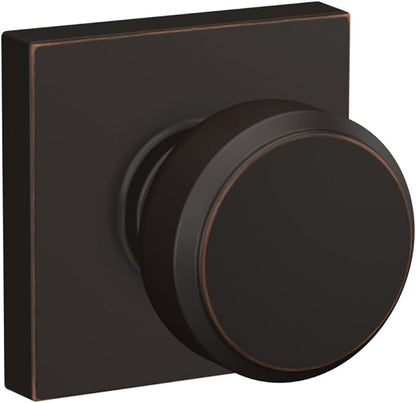 Schlage F10 BWE 716 COL Bowery Knob with Collins Trim Hall & Closet Passage Door Lock, Aged Bronze