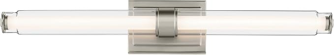 Kichler Laurene LED Bath Bar Light, Brushed Nickel | Linear vanity light with clear glass for mirrors and vanities (31" x 5"), 55239NILED