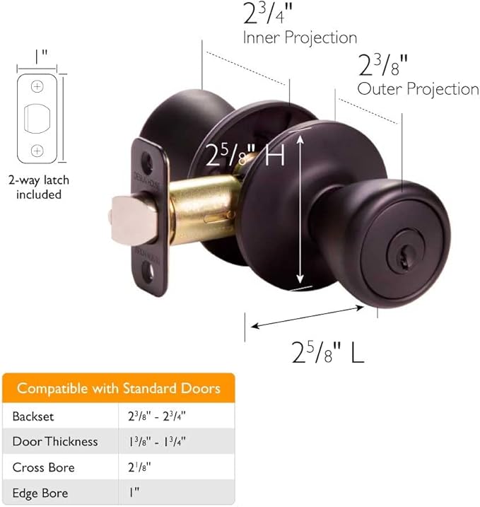 Design House 779272 Tulip Keyed Entry Door Knob Matte Black