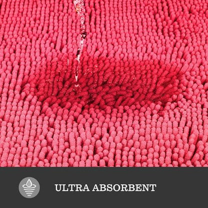 Yeaban Chenille Hot Pink Bathroom Runner Rug 24"x72"