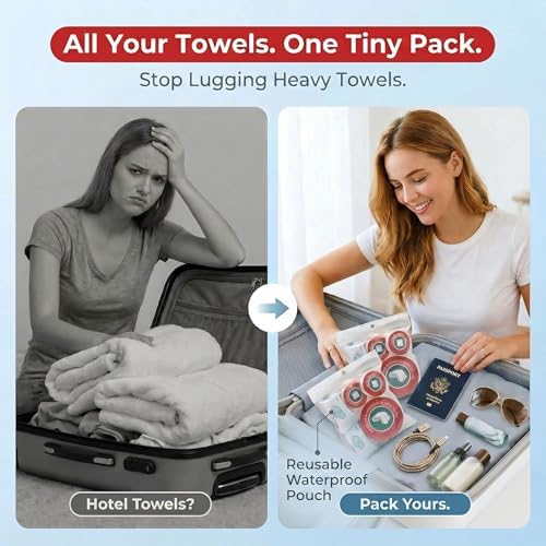 14-Pack Disposable Travel Towels, 3 Sizes, 2 Extra Large Bath Towels