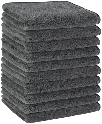 KinHwa Gray Hand Towels for Bathroom, Microfiber Face Towels, 11x20 Inch