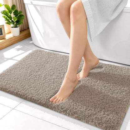 OLANLY Microfiber Bathroom Rugs 36x24, Soft Absorbent Bath Mat, Greige