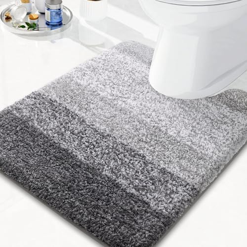 Arotive Microfiber Bathroom Rugs, Soft Absorbent Contour Toilet Rugs, 24x20