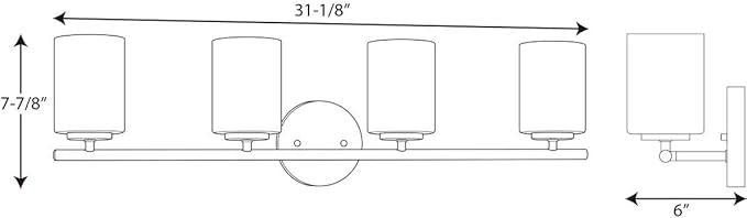 Progress Lighting Replay Collection 4 Light Bathroom Vanity Light, Modern Bath Lighting Fixture with Etched White Glass Shades for Over The Mirror, Reversible Mounting, Polished Nickel