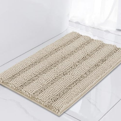 Turquoize Small Bathroom Rug 17x24, Soft Absorbent Chenille Bath Rug, Fog