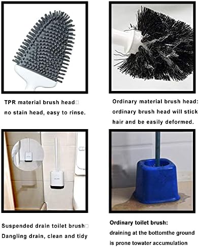 Sellemer Silicone Toilet Brush, Ventilation Slots Holder 2 Pack Pearl White