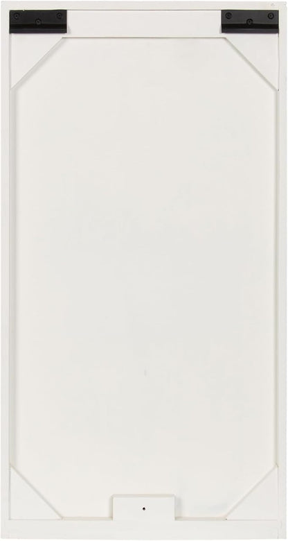 Kate and Laurel Mezzeta Decorative Modern One-Door Floating Bathroom Cabinet, 15 x 7 x 28, White, Decorative Over Toilet Storage Cabinet Made from Solid Mango Wood with Slatted Chevron Design
