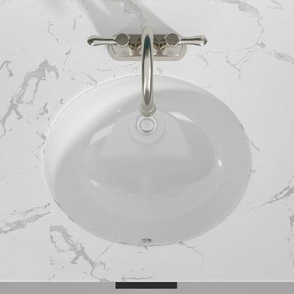 Sarlai Oval Vessel Undermount Bathroom Sink - 18x15 Inch, White Ceramic, Modern Art Basin, 16.25"x13.25"x5.5" with Overflow
