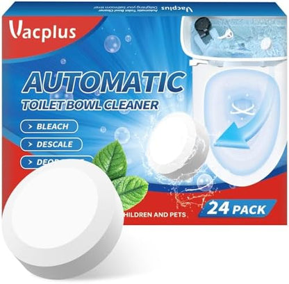 Vacplus Toilet Bowl Cleaner Tablets, 24 Pack, Auto Bleach, Long-Lasting