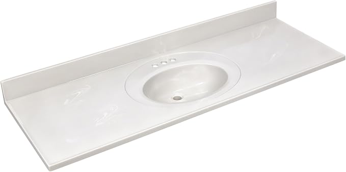 Design House Single Sink Vanity Top, 61", Ivory | With Backsplash, , Countertop, Classic, Cultured Marble, Bath, 597419