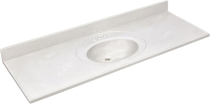 Design House Single Sink Vanity Top, 61", Ivory | With Backsplash, , Countertop, Classic, Cultured Marble, Bath, 597419