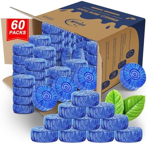 Msvvko Toilet Bowl Cleaner Tablets 60 Pack Blue Drops Tank Cleaner Septic-Safe for Daily Maintenance