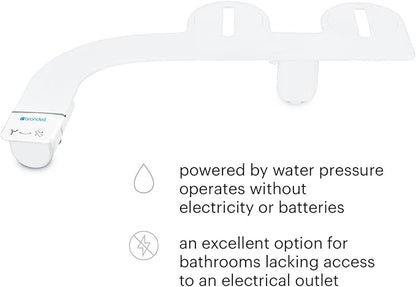 Brondell SS-150W SimpleSpa Thinline Essential Bidet Attachment for Toilet Seats with Adjustable Water Pressure, Side Arm Control, Thin Profile, White (Single Nozzle)