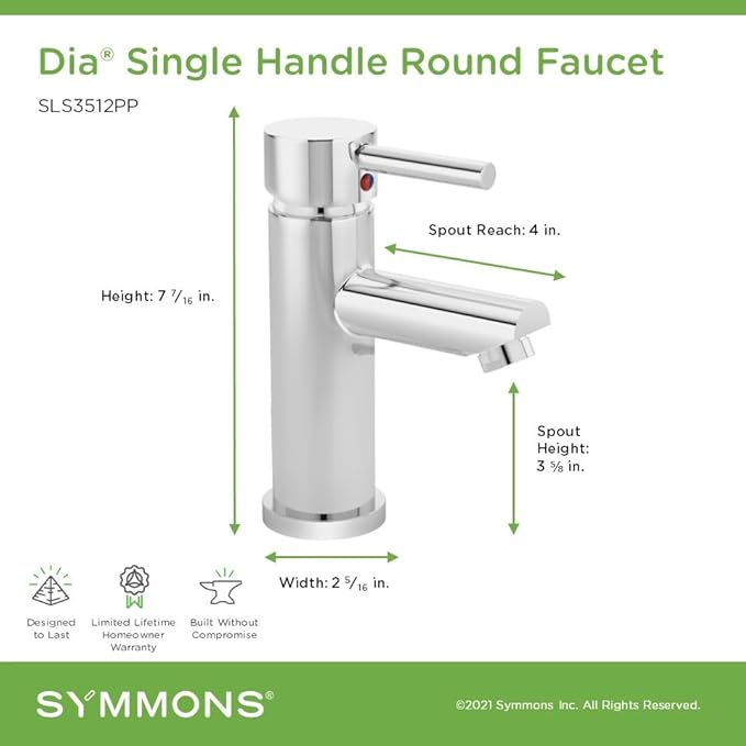 Symmons Dia Single-Hole Single-Handle Bathroom Faucet with Push Pop Drain in Polished Chrome (1.0 GPM)