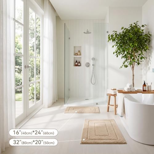GRANNY SAYS Bathroom Rugs Non Slip, 20" x 32", Bath Rugs for Bathroom Washable, Bath Mats for Bath Floor, Microfiber Bath Mat for Tub, Absorbent Bath Rugs for Bath, Khaki