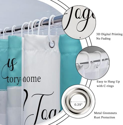 Teal Turquoise Aqua Gold Oil 4Pcs Bathroom Shower Curtain Set with Rugs