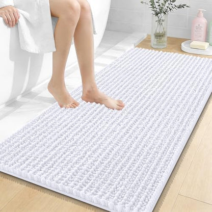 OLANLY Bathroom Runner Rugs 47x24, Thick Soft Absorbent Chenille Bath Rugs