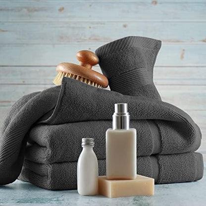 Hearth & Harbor Bath Towels - 100% Ring Spun Cotton Luxury Towels - Ultra Soft & Highly Absorbent, Bathroom Towels, Floor Mat - Dark Gray